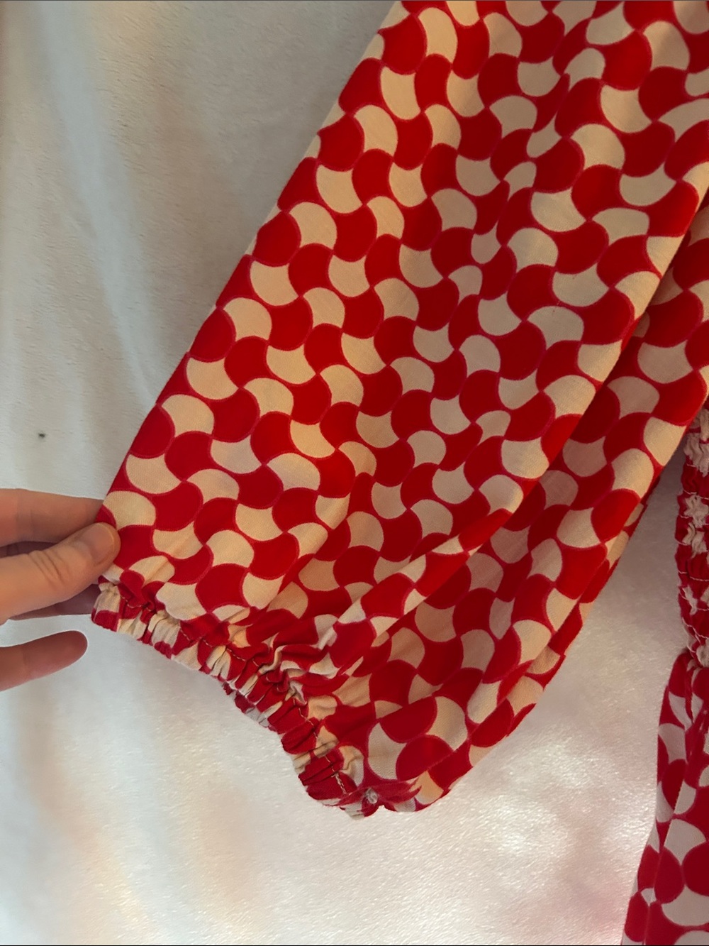 Red & White Geometric Smocked Dress by Ava & Viv - Picture 6 of 7